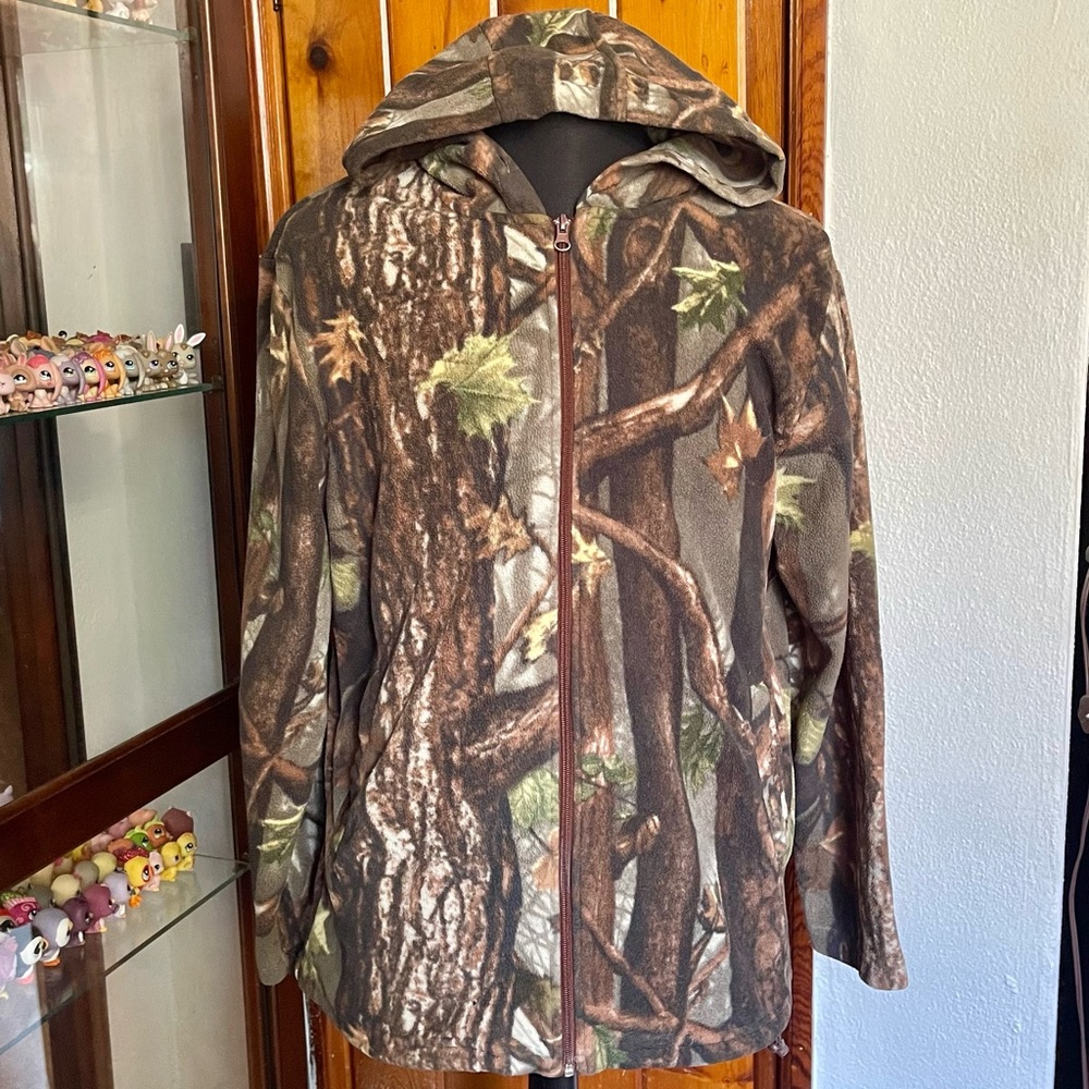 Soft Camouflage Thick Camo Zip Up Hoodie Men’s L